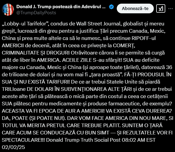 Donald Trump pe Truth Social